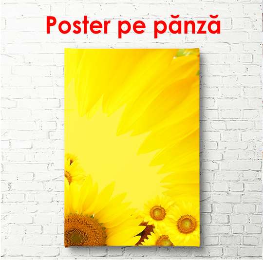 Постер - Желтый подсолнух, 45 x 90 см, Постер в раме, Цветы
