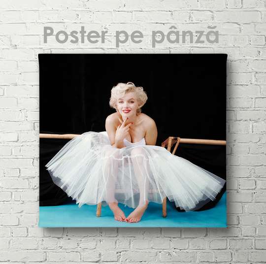 Poster - Marlin Monroe veselă, 40 x 40 см, Panza pe cadru
