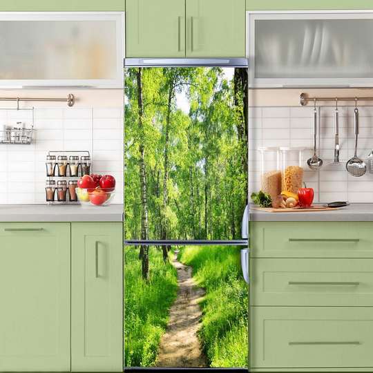 3Д наклейка на дверь, Зеленый лес, 60 x 90cm, Наклейка на Дверь