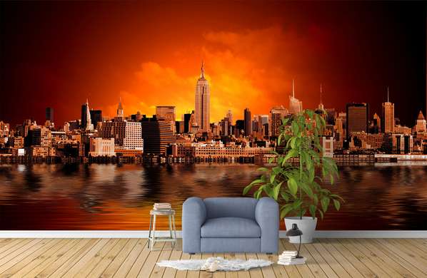 Wall Mural - Bright sunset in the city of dreams