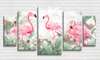 Tablou Pe Panza Multicanvas, Flamingo în jungla verde, 108 х 60