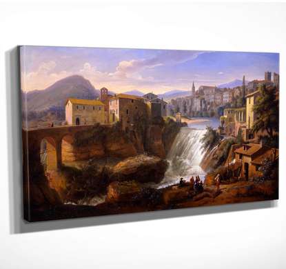 Poster - Waterfall in the town, 60 x 30 см, Canvas on frame