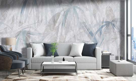 Wall Mural - Tropical leaves with blue hues