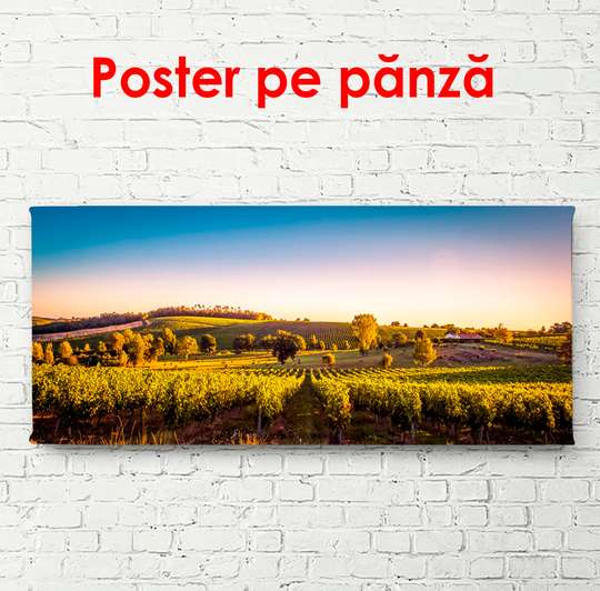 Постер - Красивый полевой пейзаж, 150 x 50 см, Постер в раме, Природа