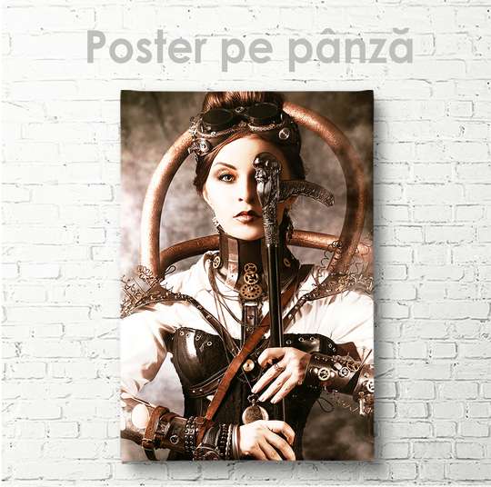 Постер - Девушка в доспехах, 30 x 45 см, Холст на подрамнике, Гламур
