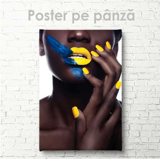 Poster - Yellow manicure, 30 x 45 см, Canvas on frame, Glamour