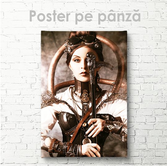 Постер, Девушка в доспехах, 30 x 45 см, Холст на подрамнике