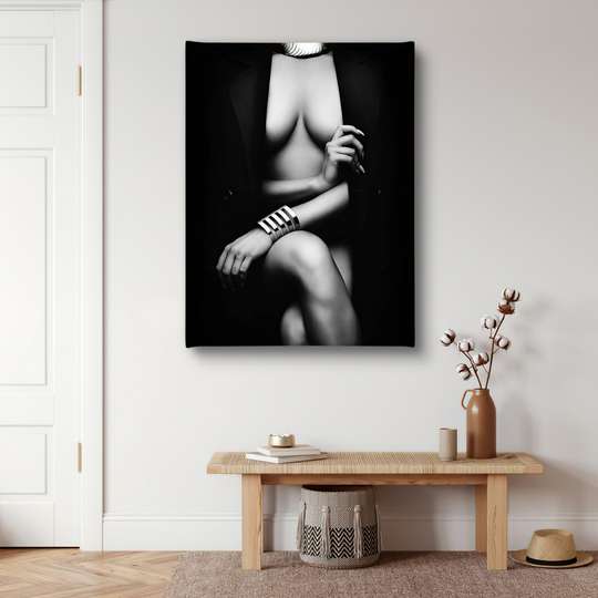 Poster - The female figure is gently covered, 30 x 45 см, Canvas on frame, Nude