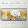 Poster - Peony girl, 60 x 30 см, Canvas on frame