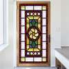 Window Privacy Film, Decorative stained glass window with elegant flower, 60 x 90cm, Transparent, Window Film