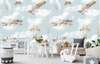 Wall mural for the nursery - Balloons and an airplane in the blue sky