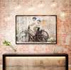Poster - Children and bike, 45 x 30 см, Canvas on frame