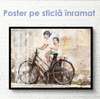 Poster - Copii și bicicleta, 45 x 30 см, Panza pe cadru