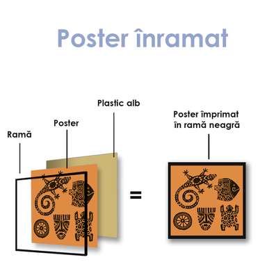 Poster - Printuri de ]n form[ de reptilii, 40 x 40 см, Panza pe cadru