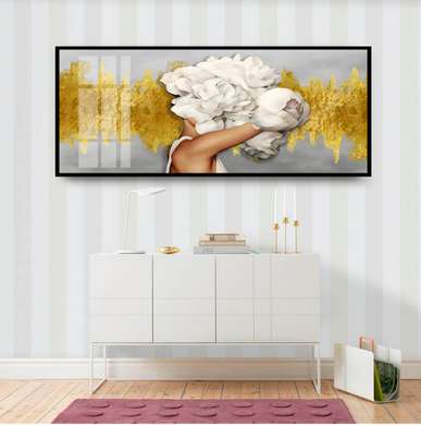 Постер - Золотой пейсаж, 60 x 30 см, Холст на подрамнике
