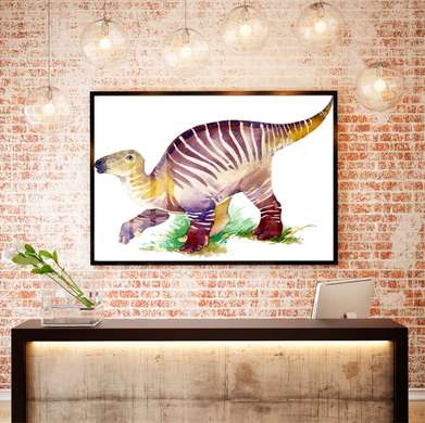 Poster - Dinozaur în acuarelă, 45 x 30 см, Panza pe cadru