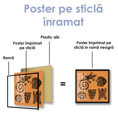 Poster - Printuri de ]n form[ de reptilii, 40 x 40 см, Panza pe cadru