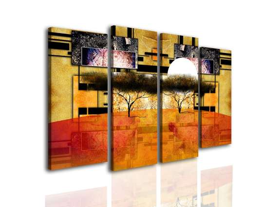 Tablou modular, Copaci africani în stil vintage, 198 x 115, 198 x 115