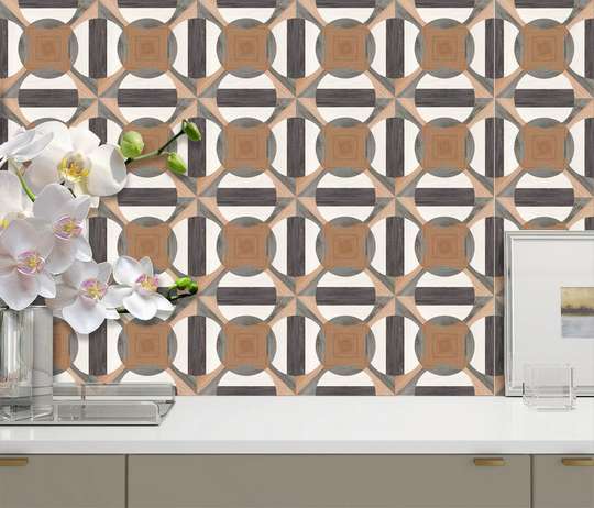 Tiles with wooden geometric shapes, Imitation tiles