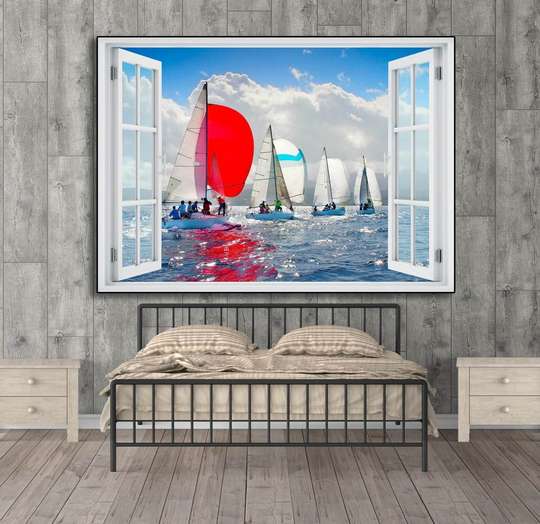 Wall Sticker - 3D window with race view