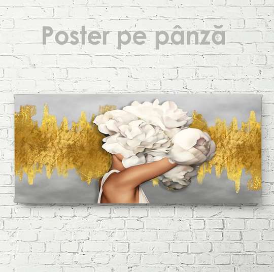 Poster - Peony girl, 60 x 30 см, Canvas on frame, Glamour