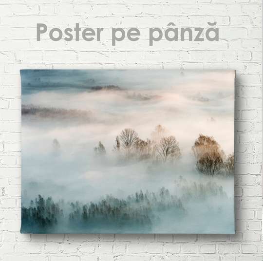 Постер - Туманный пейзаж, 45 x 30 см, Холст на подрамнике, Природа