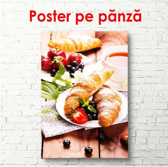 Poster - Real french breakfast, 60 x 90 см, 30 x 60 см, Canvas on frame, Food and Drinks
