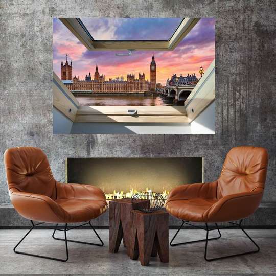 Wall Sticker - 3D window with London view