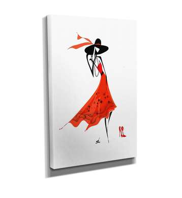Постер - Дама в черной шляпе, 30 x 45 см, Холст на подрамнике, Живопись