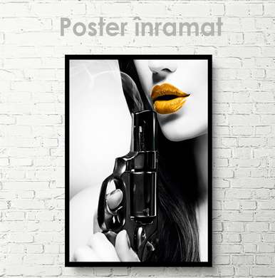 Poster - Yellow lips, 30 x 45 см, Canvas on frame