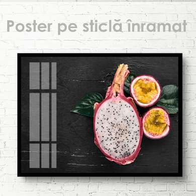 Poster - Pitaya and passion fruit, 45 x 30 см, Canvas on frame