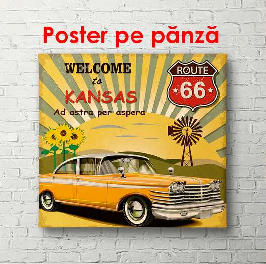 Poster - Welcome to Kansas, 100 x 100 см, Framed poster, Vintage