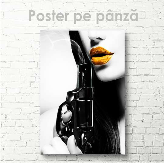 Poster - Yellow lips, 30 x 45 см, Canvas on frame, Nude