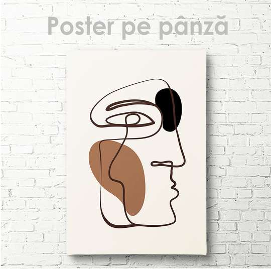 Постер - Контур лица 1, 30 x 45 см, Холст на подрамнике, Минимализм