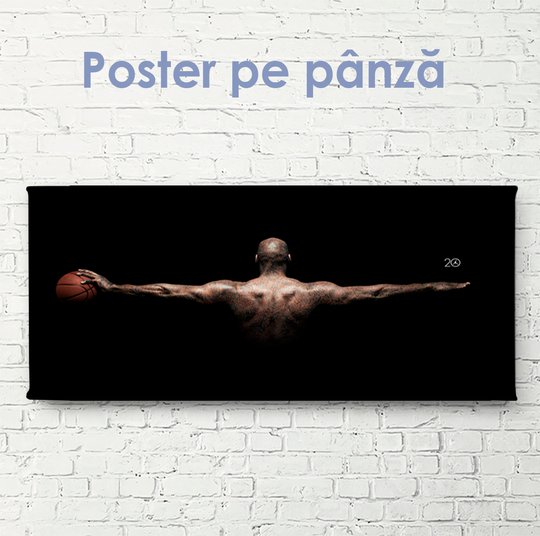 Постер, Крылья баскетболиста, 60 x 30 см, Холст на подрамнике