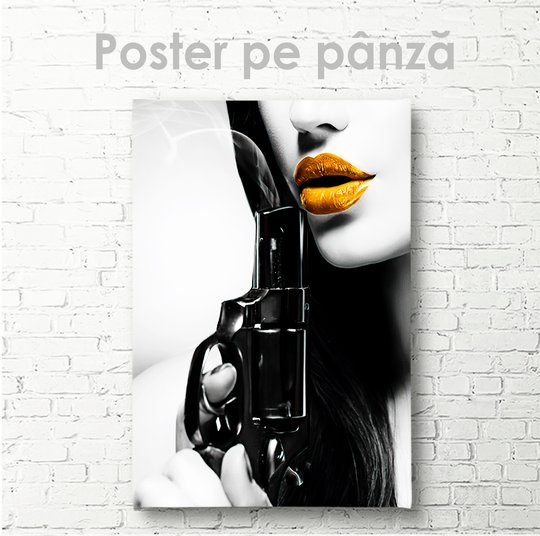 Постер, Желтые губы, 30 x 45 см, Холст на подрамнике