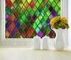 Window Privacy Film, Decorative stained glass window with multicoloured geometric rhombs, 60 x 90cm, Transparent, Window Film