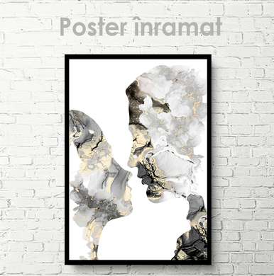 Poster - Portretul unui cuplu în stil abstract, 30 x 45 см, Panza pe cadru