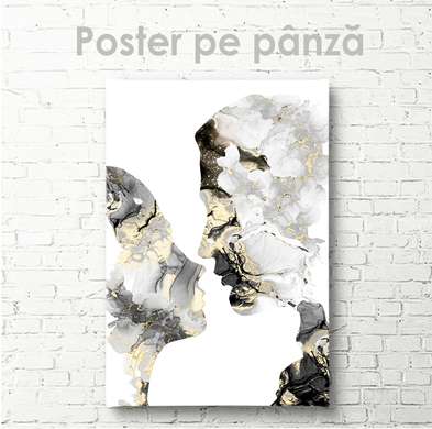 Poster - Portretul unui cuplu în stil abstract, 30 x 45 см, Panza pe cadru
