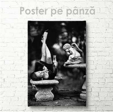 Poster - Înger și fată, 30 x 45 см, Panza pe cadru