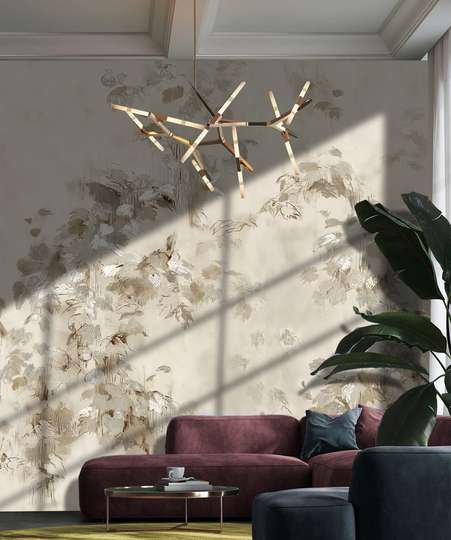 Wall Mural - Abstract leaves on a light background