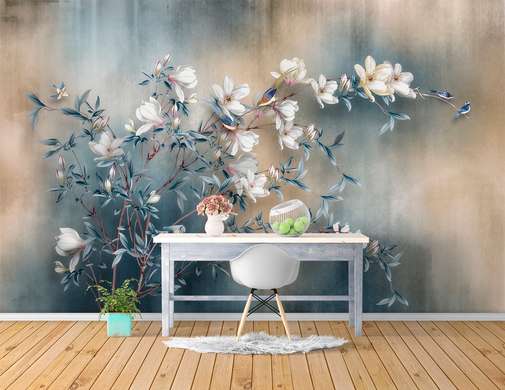 Wall Mural - Magnolia flowers on abstract background