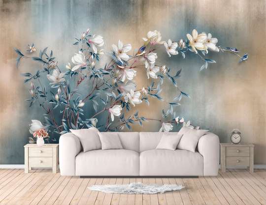 Wall Mural - Magnolia flowers on abstract background