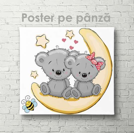 Poster - Cute koala on the moon, 40 x 40 см, Canvas on frame, For Kids
