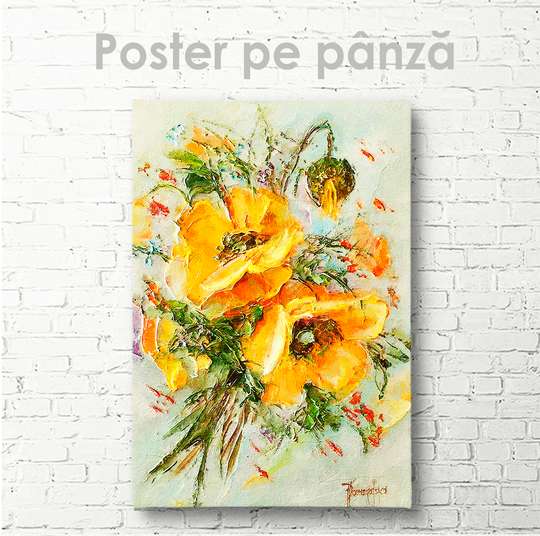 Poster, Flori de vară galbene, 30 x 45 см, Panza pe cadru