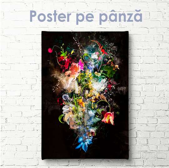 Постер - "Букет XXIV Картина Тейса Альберса", 30 x 60 см, Холст на подрамнике, Ботаника