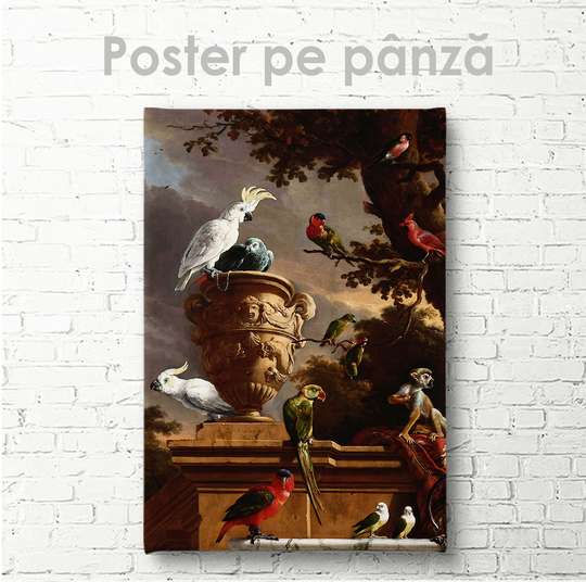 Постер - Попугаи, 30 x 45 см, Холст на подрамнике, Живопись