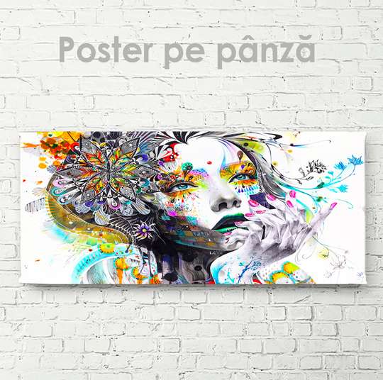 Poster - Fată abstractă, 60 x 30 см, Panza pe cadru, Fantezie