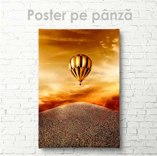 Poster, Золотой воздушный шар, 30 x 45 см, Холст на подрамнике, Природа