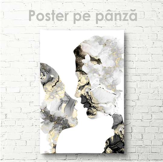 Постер - Портрет пары в абстрактном стиле, 30 x 45 см, Холст на подрамнике, Абстракция
